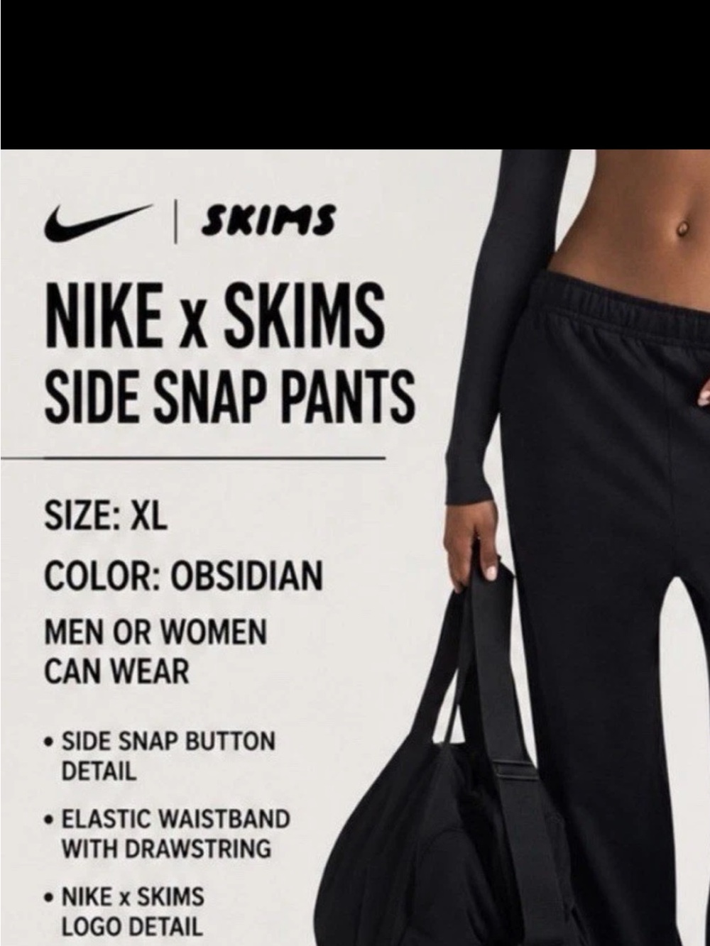 Nike Skims Men's Black Snap-Detail Athletic Joggers size XL - Picture 5 of 6